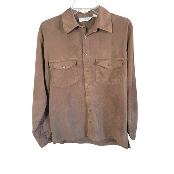 Michael Austin Mens Brown Polyester Long Sleeve Button Shirt - Picture 1 of 3